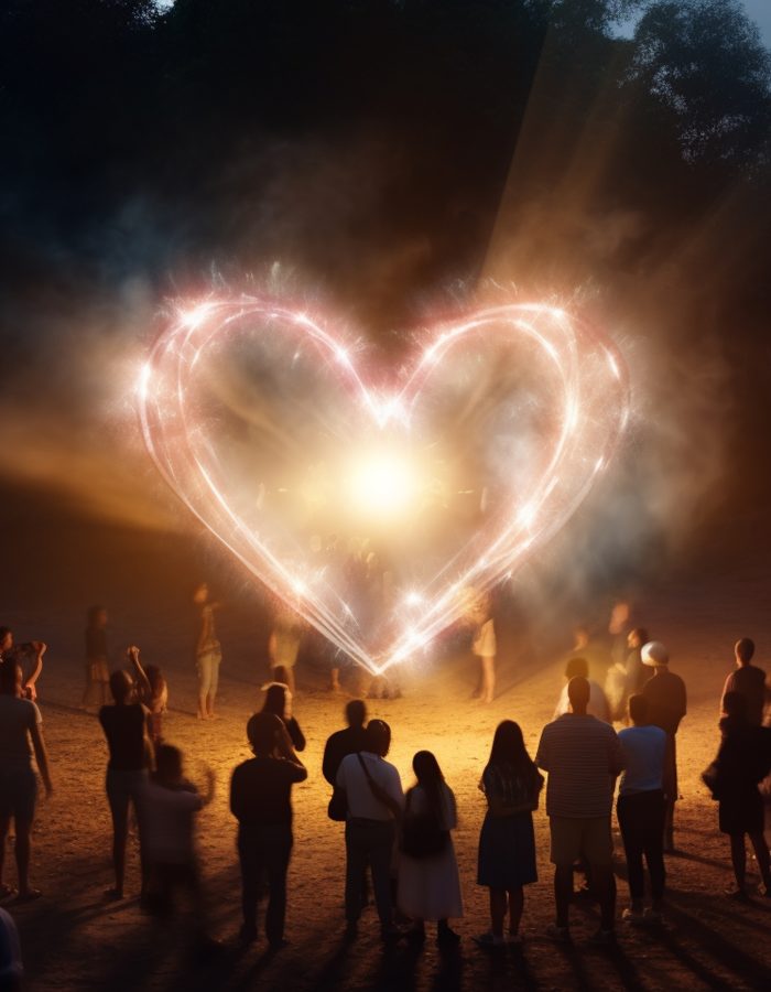 forma-de-coracao-3d-no-ceu-noturno-com-pessoas