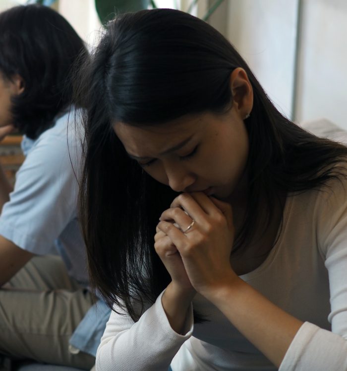 The woman was sad, not happy in the life after marriage. After arguing with a selfish husband.