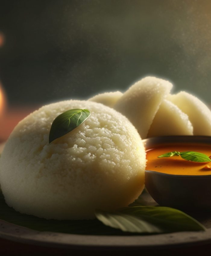 Idlis, a popular Indian dish, served steaming hot against a dark backdrop, ready to tantalize your taste buds.
